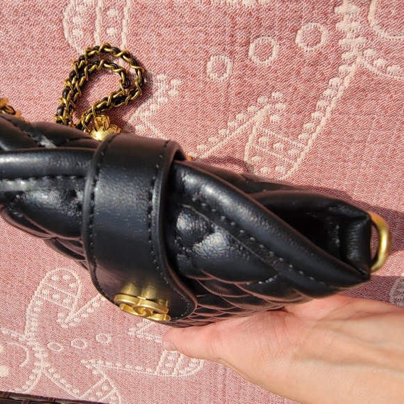 Black Quilted Mini Bag with Gold Accents - Picture 2 of 9